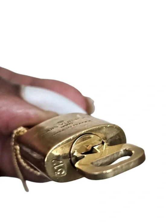Authentic Louis Vuitton Gold Tone Padlock Pendant Charm - Picture 5 of 5